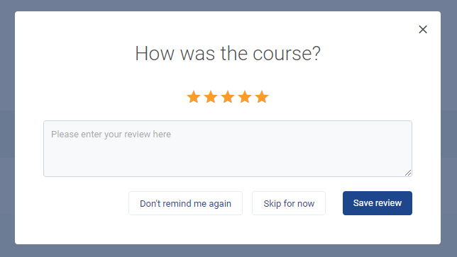 Course review popup